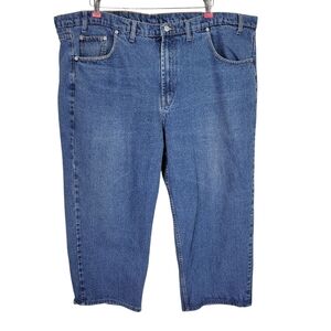 Full Blue Jeans Men Size 48 Fits 48X24 Wide Leg High Rise Cotton Denim Hemmed